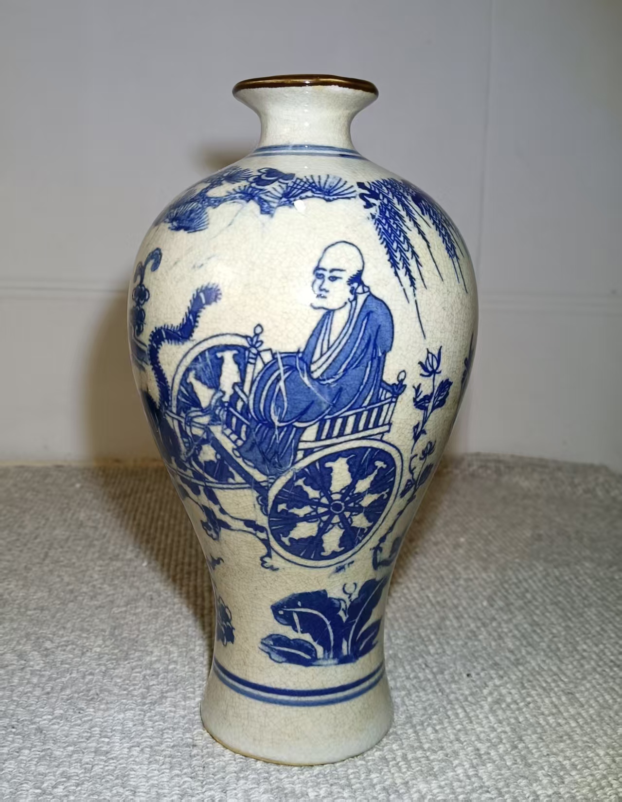 天字《青花鬼谷子下山纹梅瓶》-嘉城艺术交易平台