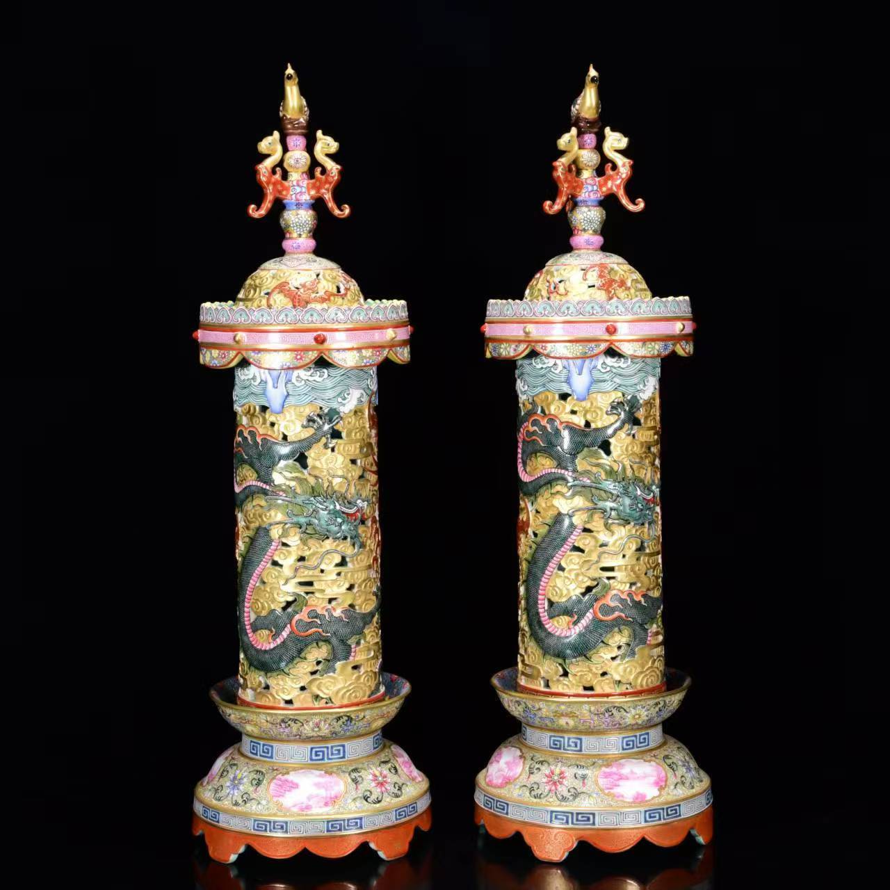 乾隆年制《珐琅彩鎏金雕刻龙纹薰炉》-嘉城艺术交易平台