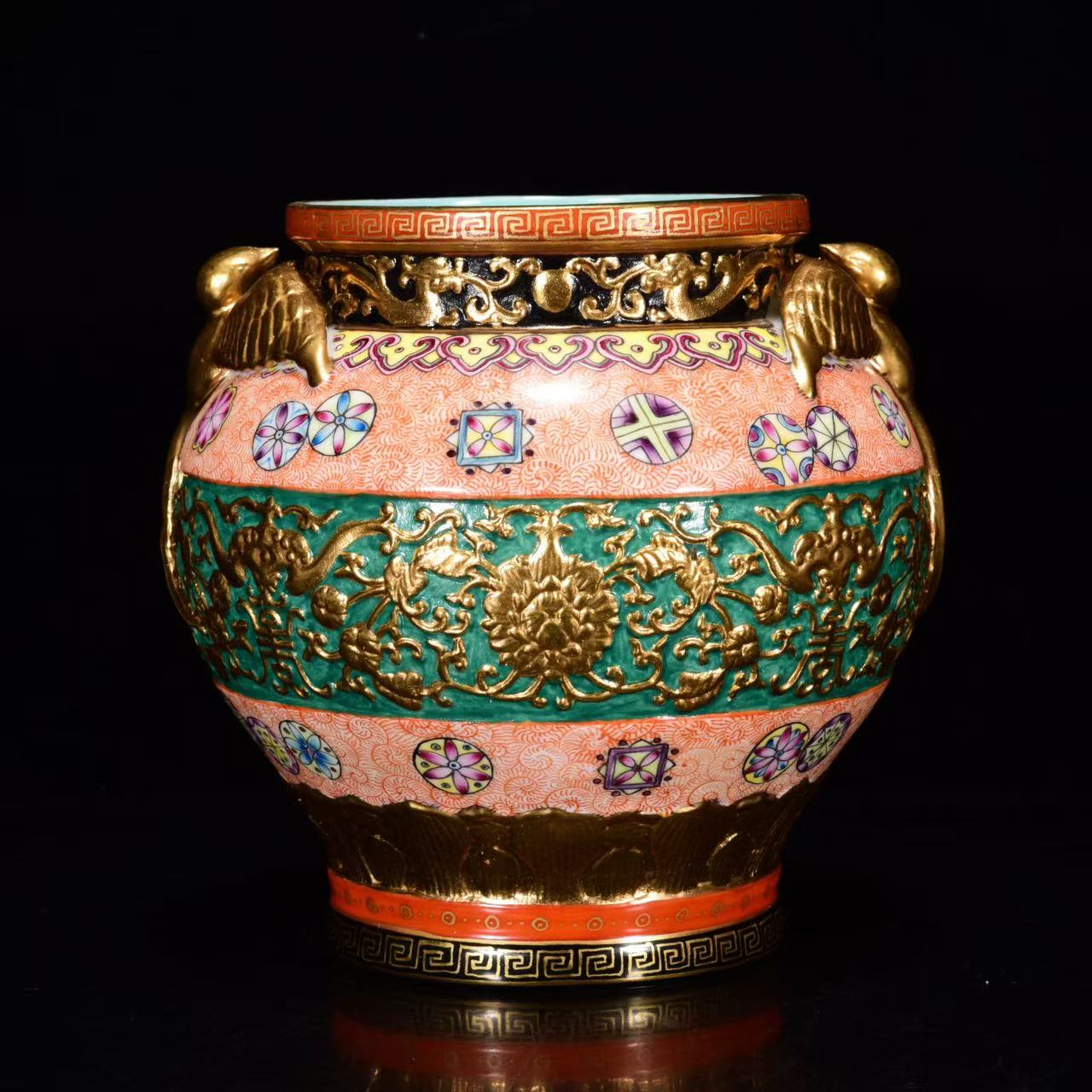 乾隆年制《鎏金福寿纹燕子缸》-嘉城艺术交易平台