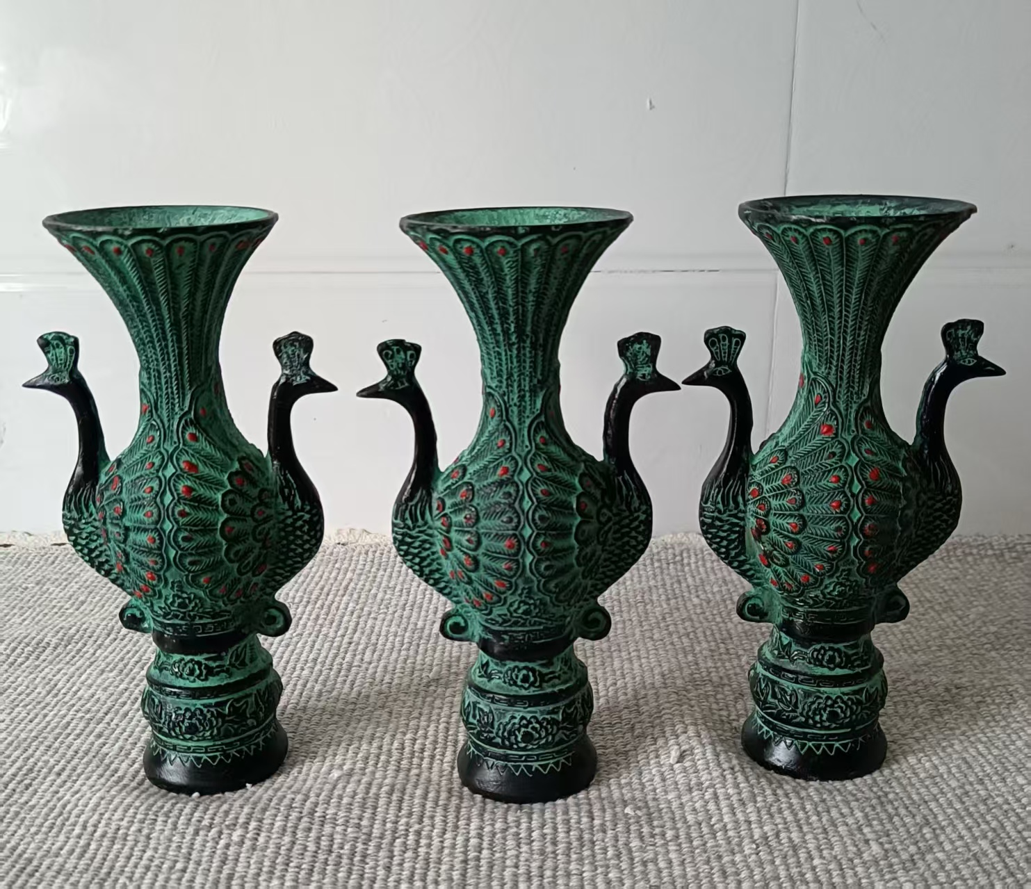 生铜双凤尊*3-嘉城艺术交易平台