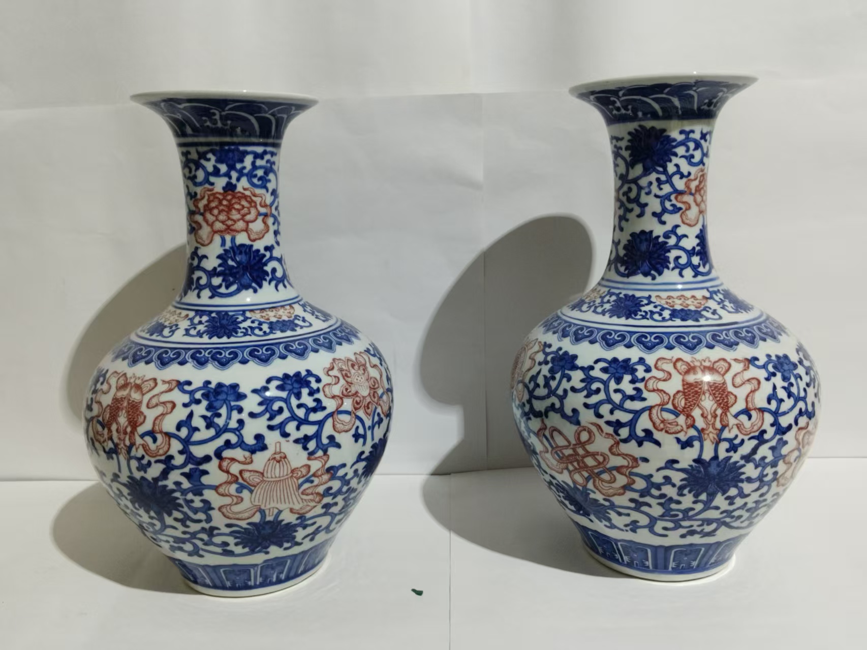 青花釉里红赏瓶（一对）-嘉城艺术交易平台