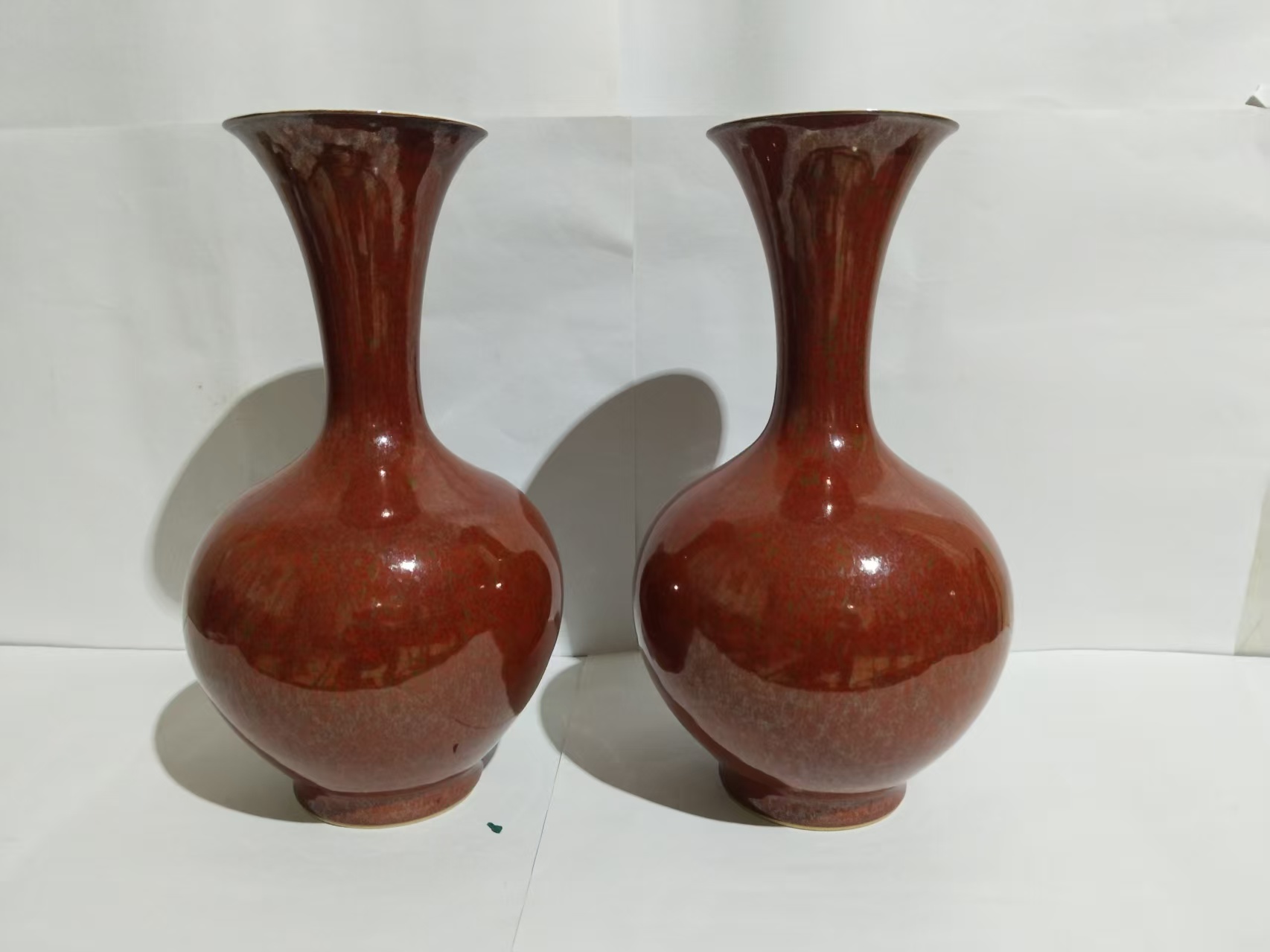 邓希平《豇豆窑变釉天球瓶》一对-嘉城艺术交易平台