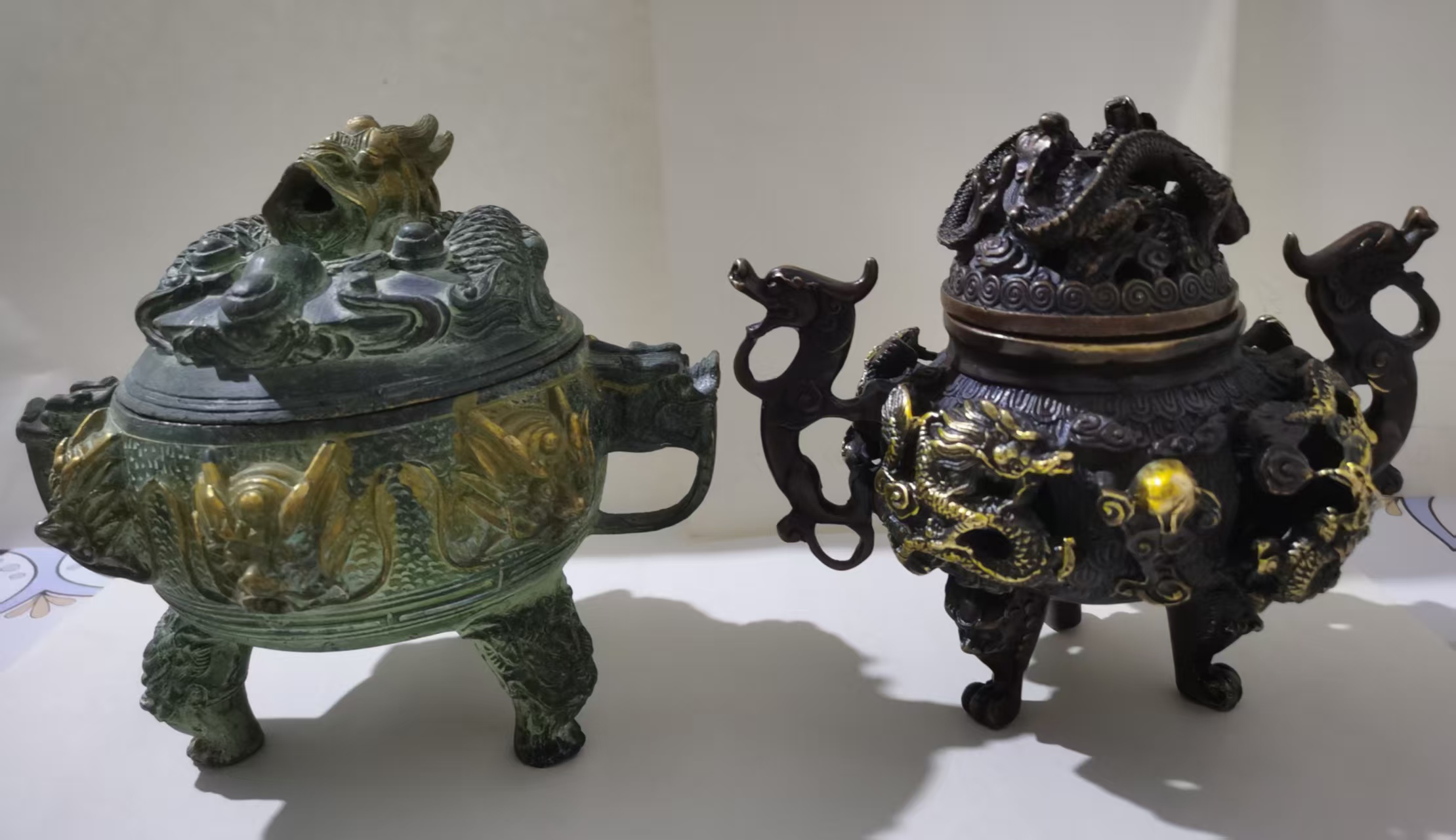 乾隆年制《九龙熏香炉》一对-嘉城艺术交易平台