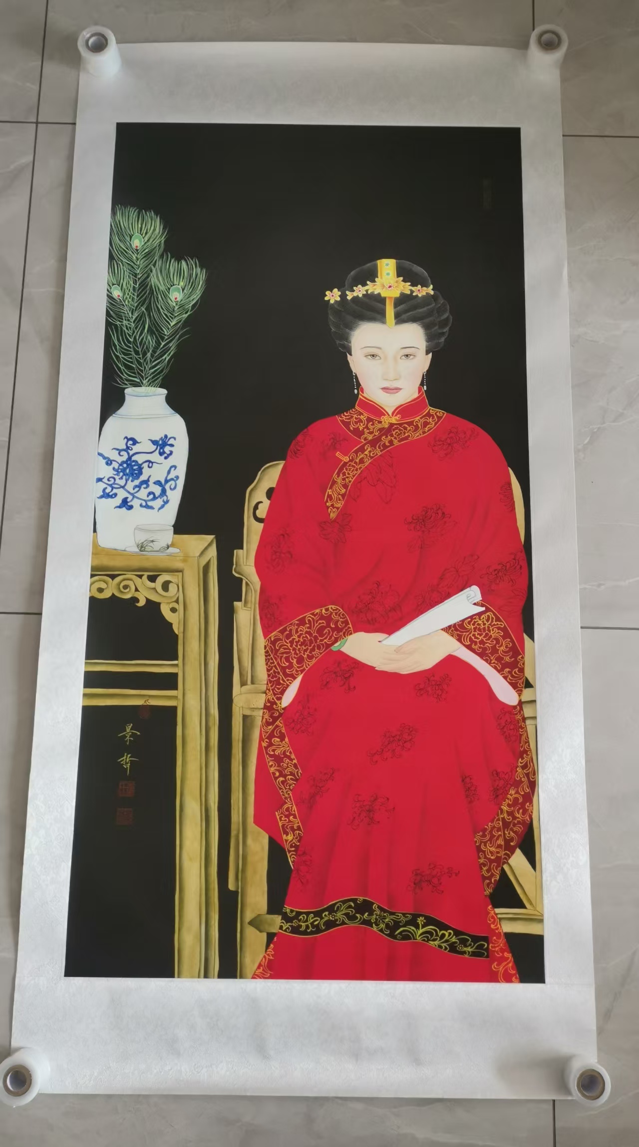 崔景哲《中国红-人物图》-嘉城艺术交易平台