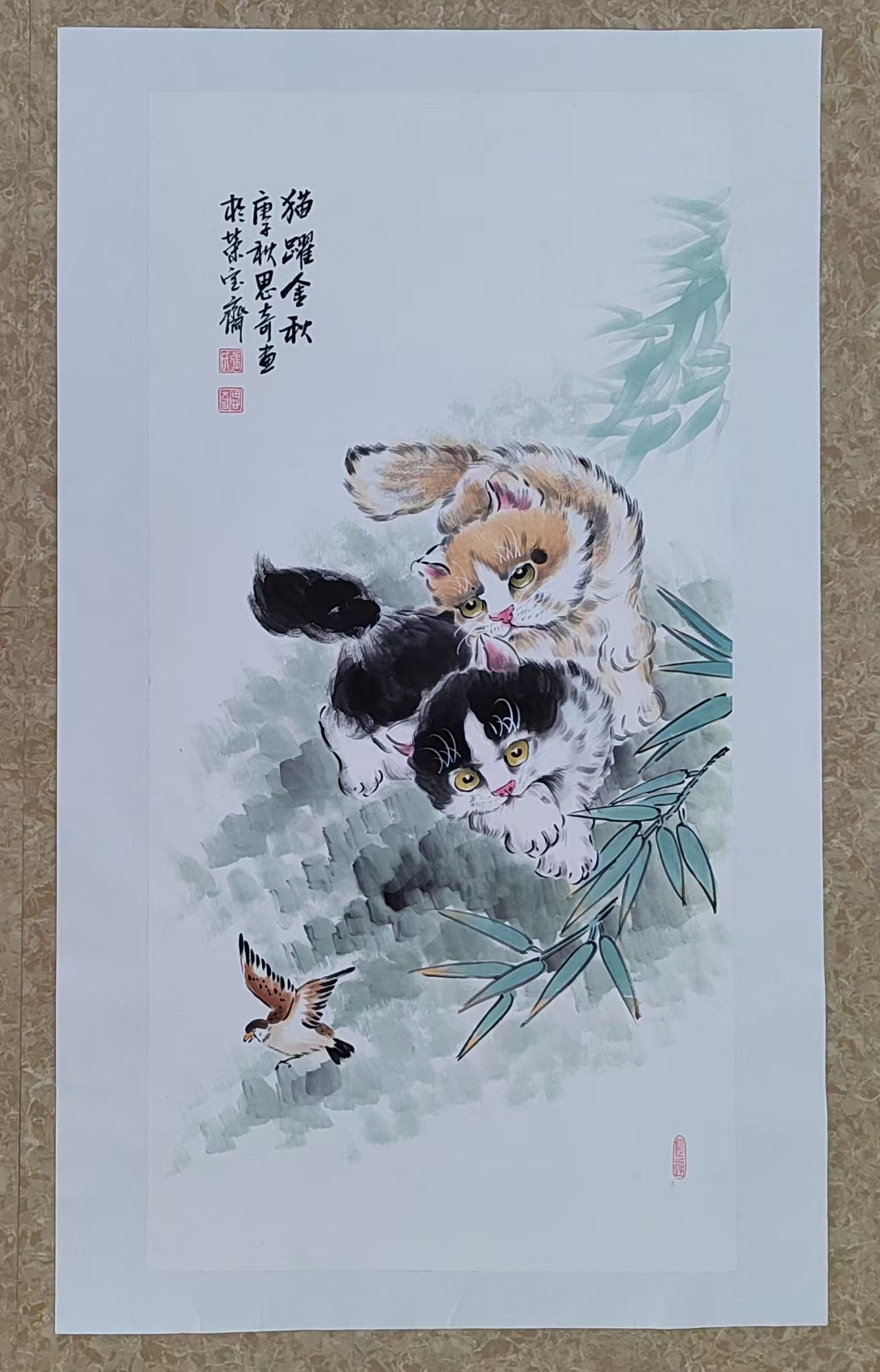 张思奇《猫跃金秋》-嘉城艺术交易平台