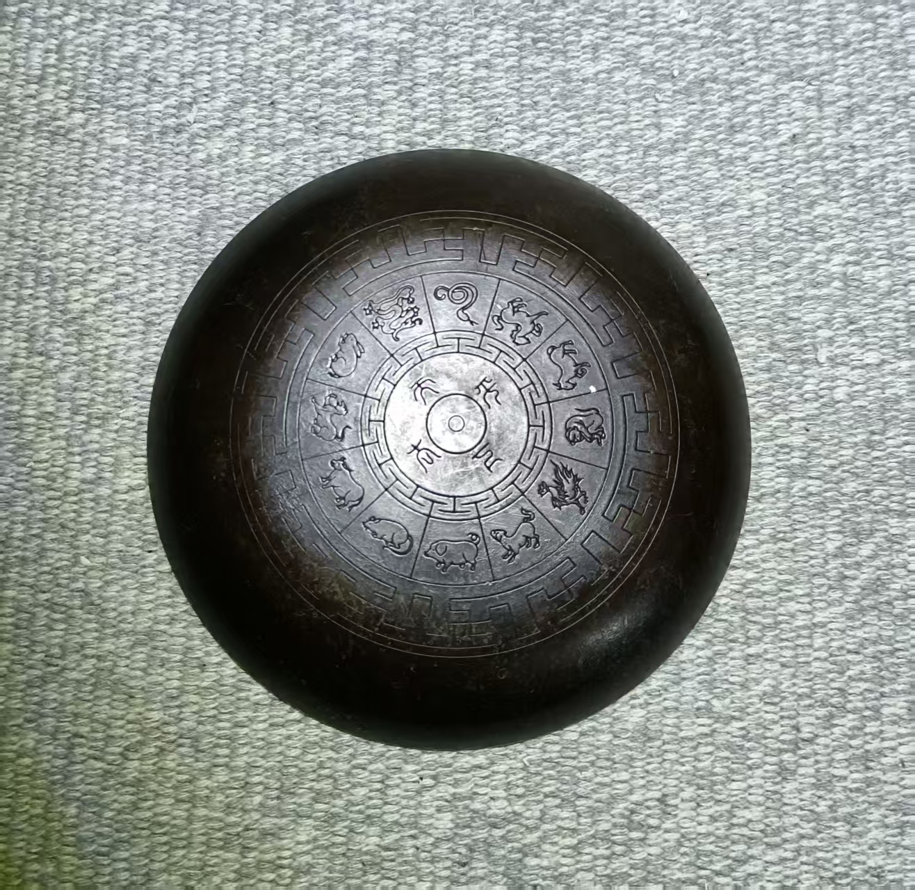 铜胎掐丝珐琅黄地福寿纹赏盘