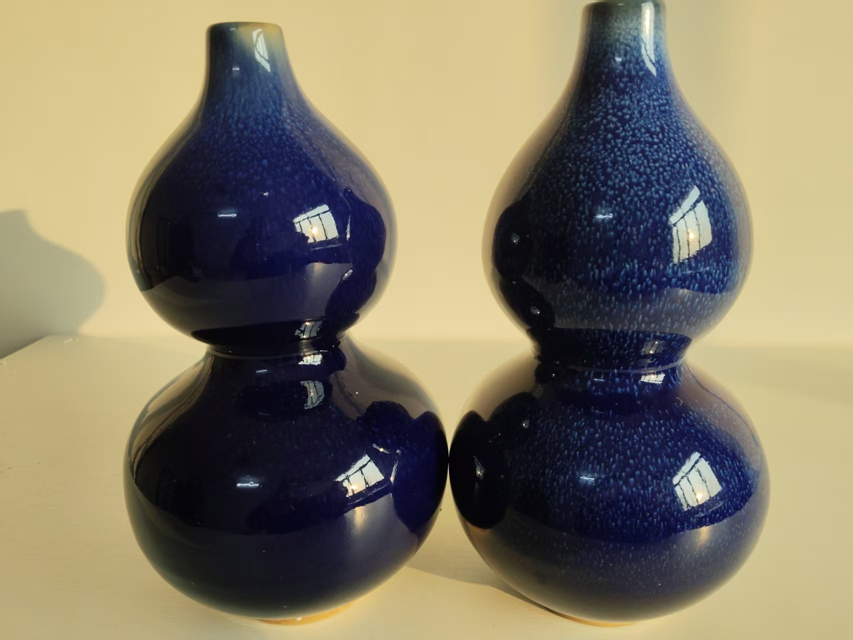 神瑞唐制《窑变蓝釉满天星葫芦瓶》一对-嘉城艺术交易平台