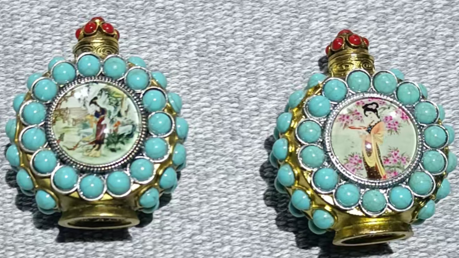 绿松石镶嵌鼻烟壶-嘉城艺术交易平台