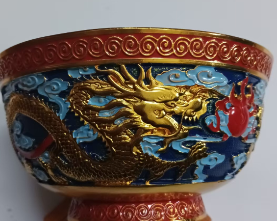 乾隆年制《双龙戏珠鎏金碗》-嘉城艺术交易平台