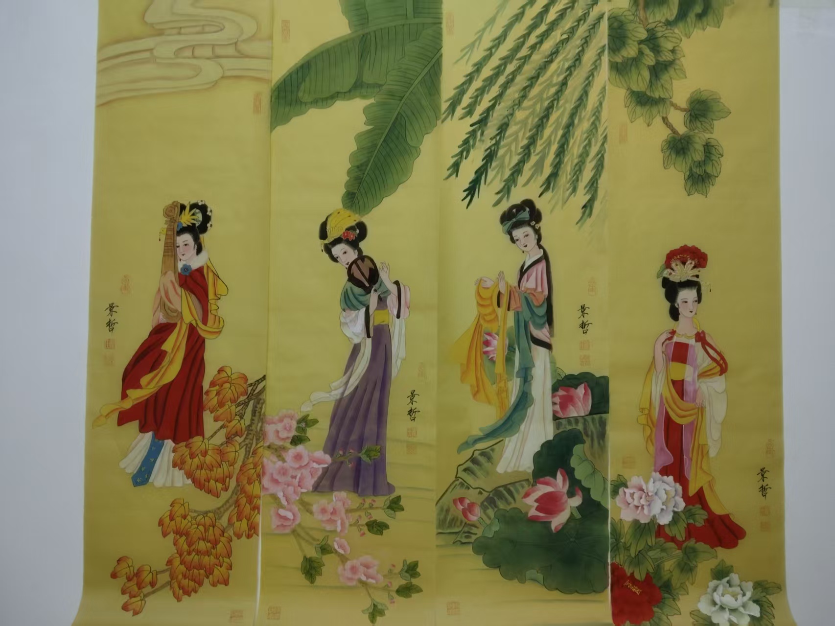 崔景哲《四大美女》四条屏-嘉城艺术交易平台