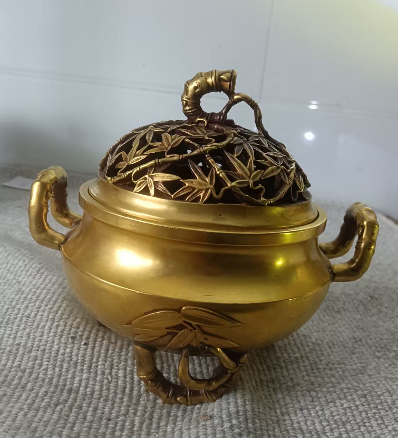 宣德年制《铜鎏金竹节纹宣德炉》-嘉城艺术交易平台