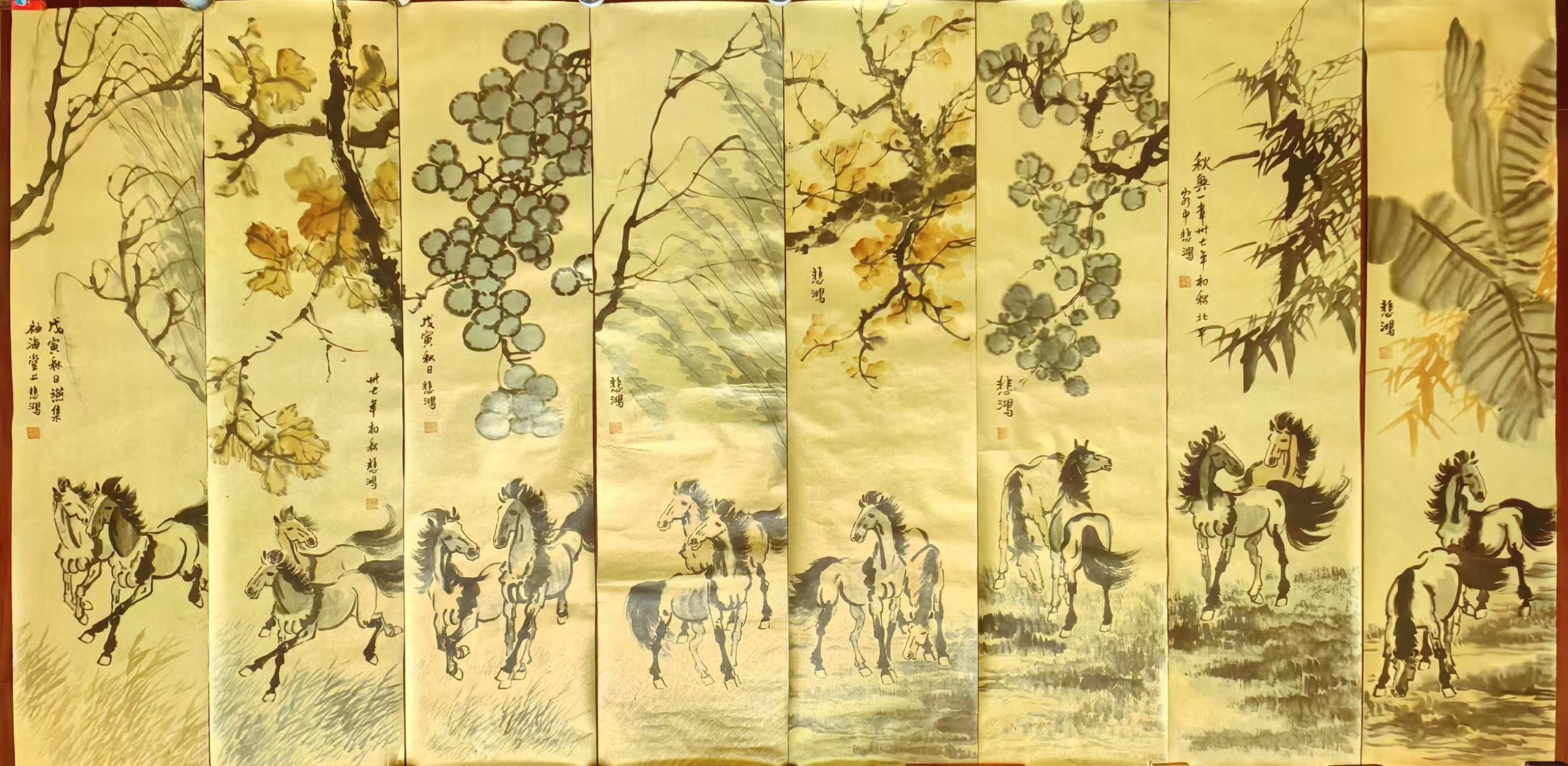 徐悲鸿《骏马图》八条屏-嘉城艺术交易平台