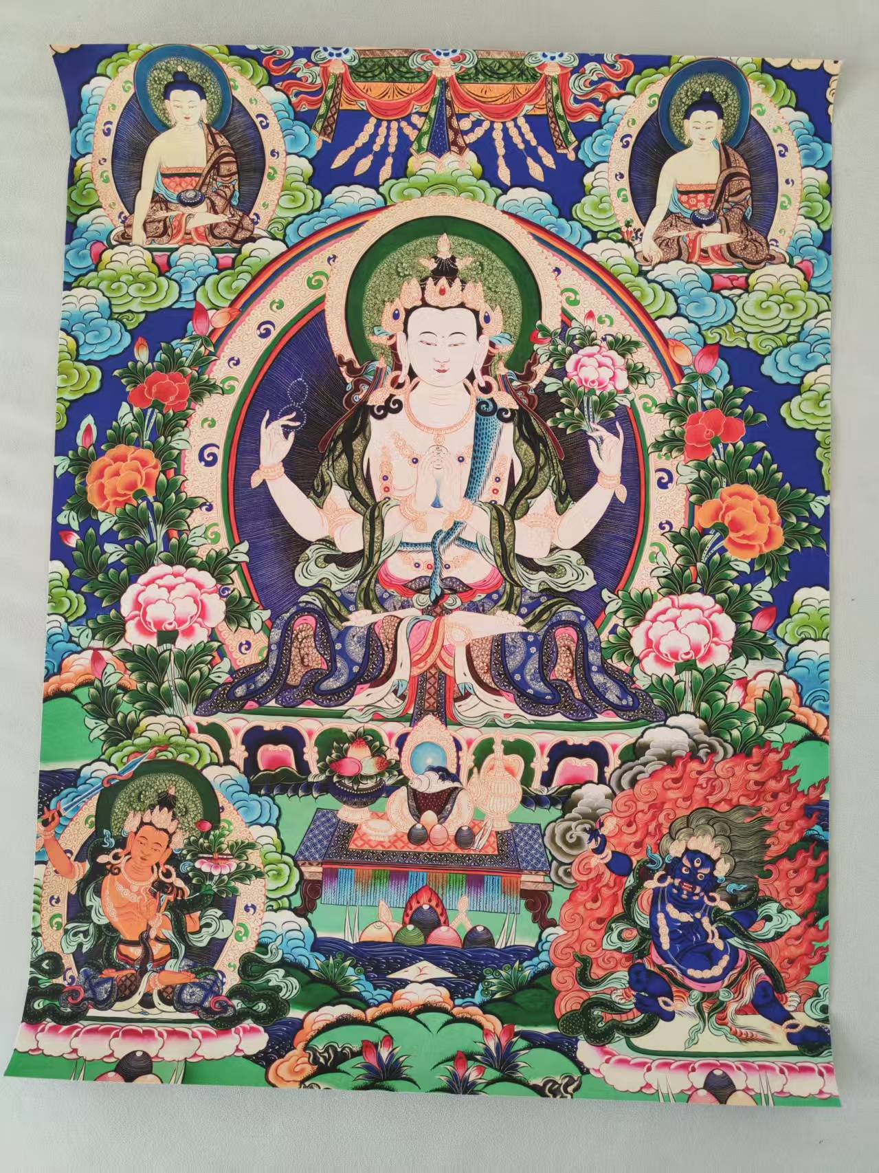 唐卡《四臂观音》-嘉城艺术交易平台