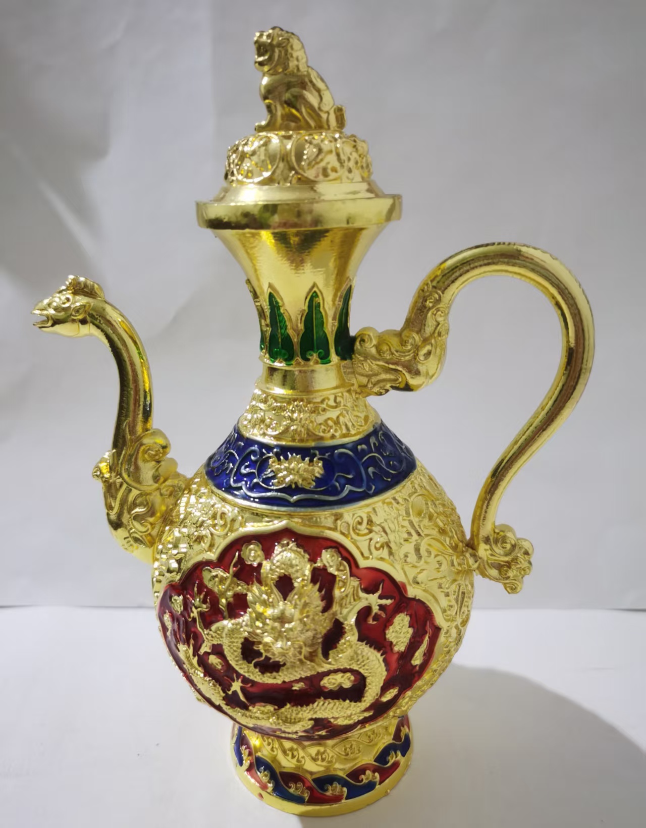 大清御制《鎏金歉珐琅龙纹执壶》-嘉城艺术交易平台