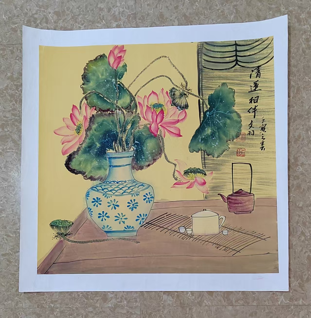 文羽《清莲相伴》-嘉城艺术交易平台