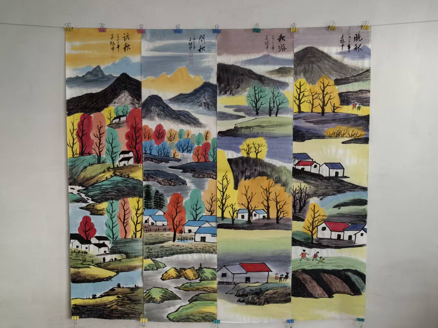 吴冠中《江南水乡》十二条屏