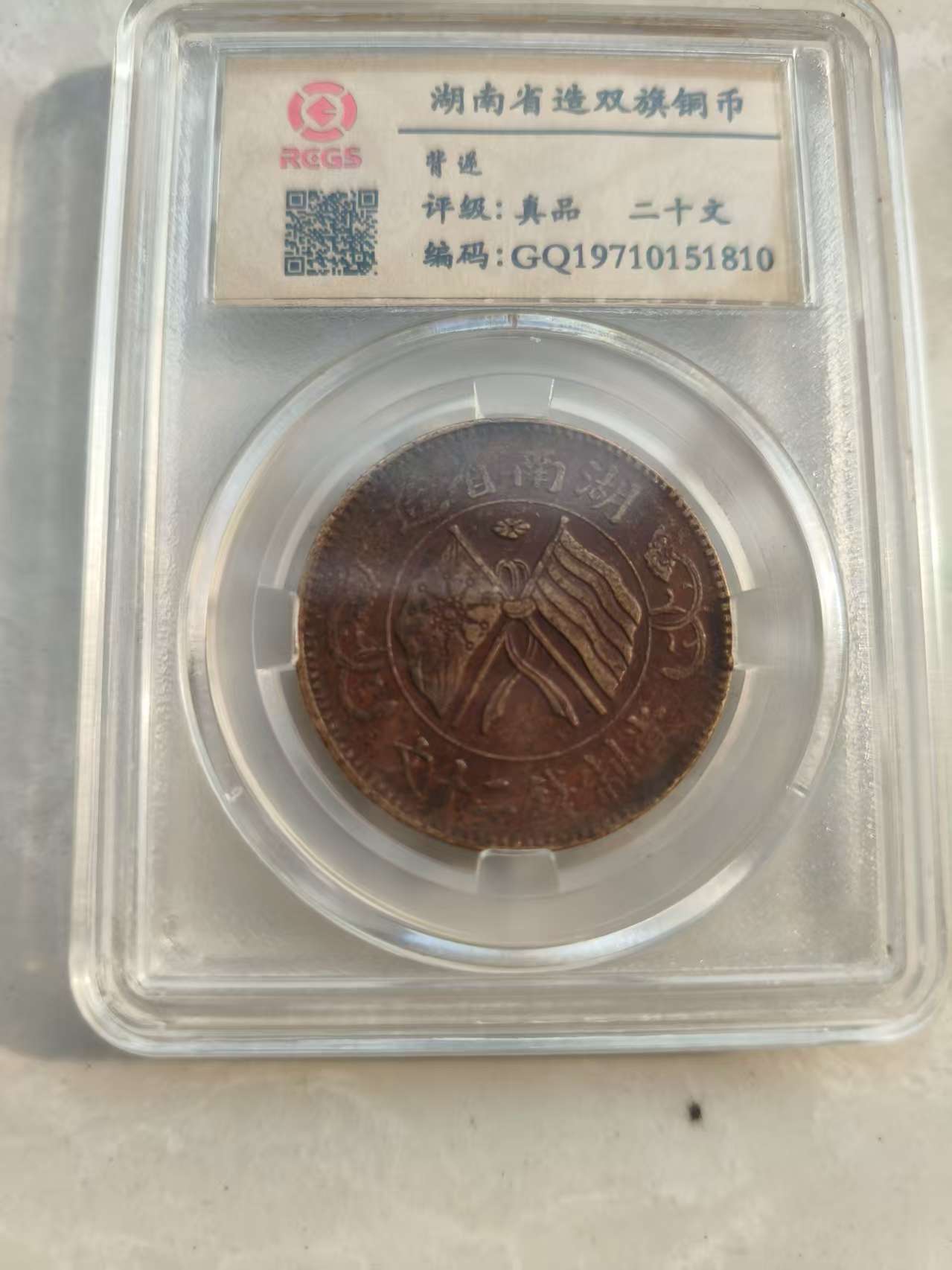 湖南省造双旗铜币《二十文》-嘉城艺术交易平台