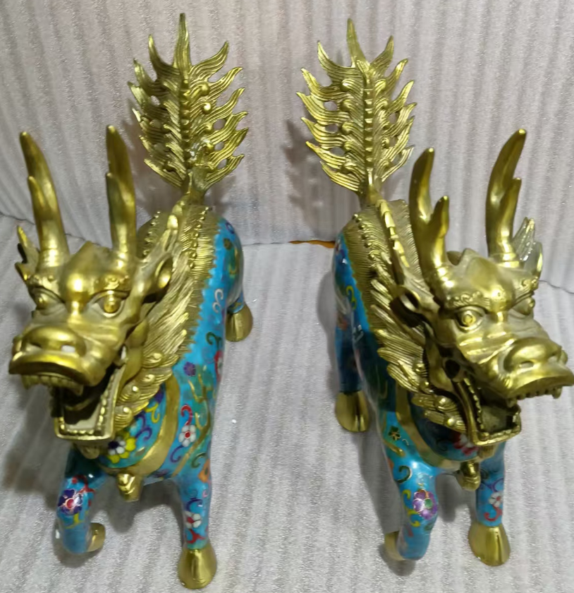 景泰蓝麒麟（一对）-嘉城艺术交易平台