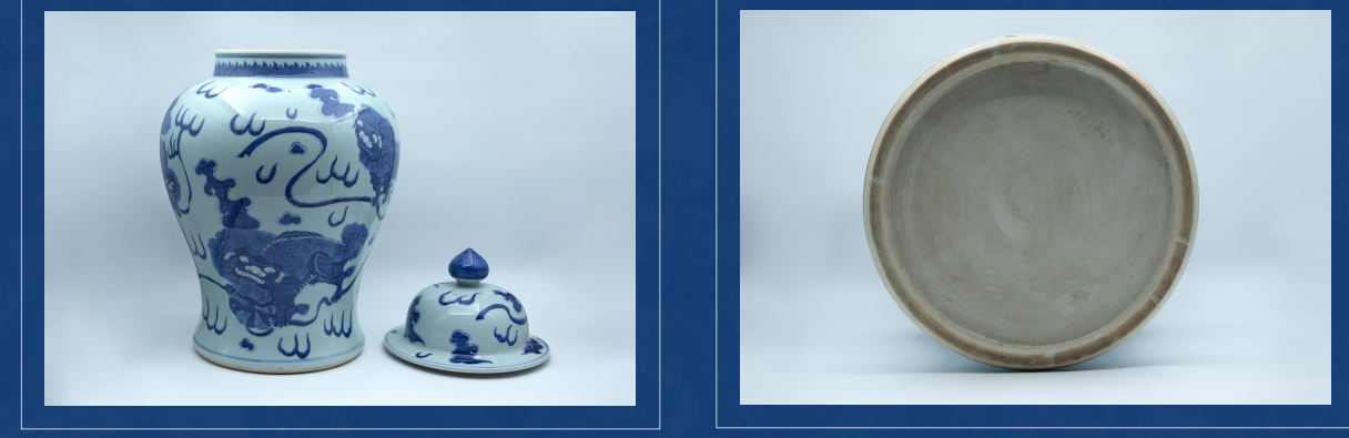 青花狮子将军罐