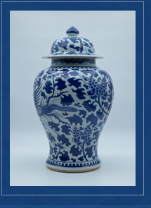 青花凤穿花卉将军罐-嘉城艺术交易平台