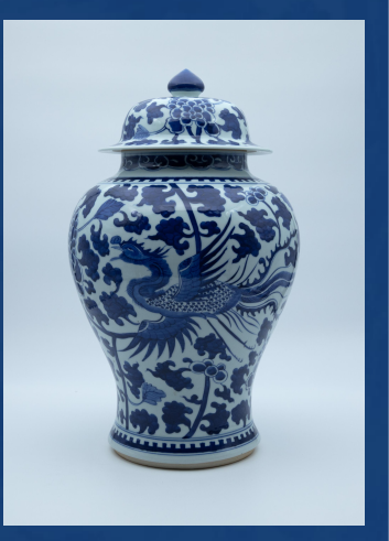 青花凤穿花卉将军罐-嘉城艺术交易平台