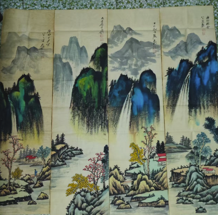 张大千《山水图》四条屏-嘉城艺术交易平台