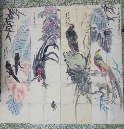 王雪涛《花鸟图》四条屏-嘉城艺术交易平台