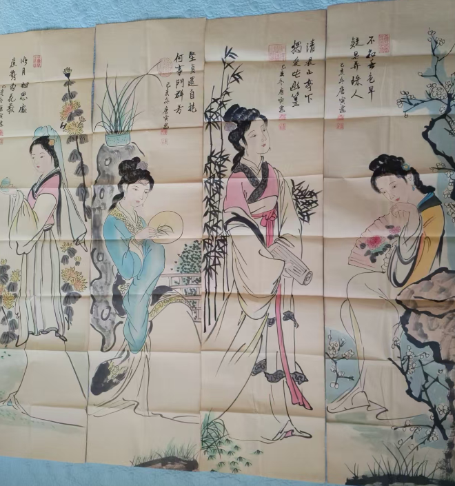 唐寅《四大美女》四条屏-嘉城艺术交易平台