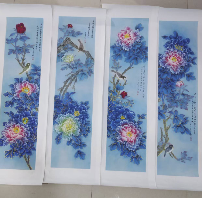 李玉俊《花鸟图》四条屏-嘉城艺术交易平台