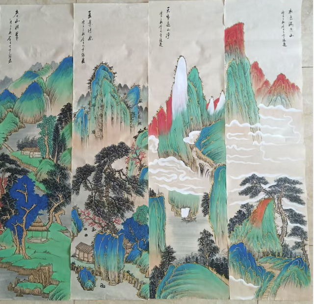 张大千《山水图》八条屏