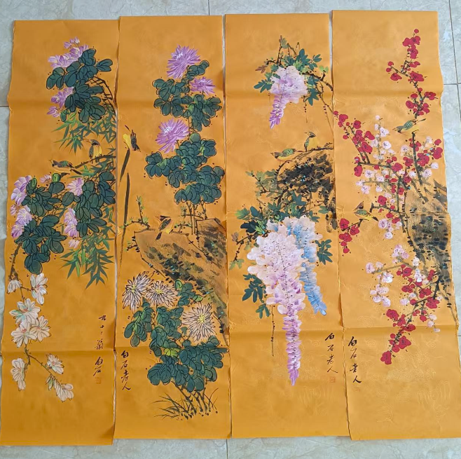 齐白石《花卉图》八条屏-嘉城艺术交易平台