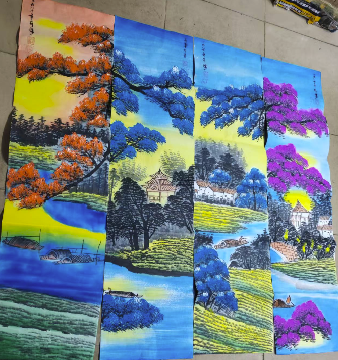 李可染《雅居图》四条屏-嘉城艺术交易平台