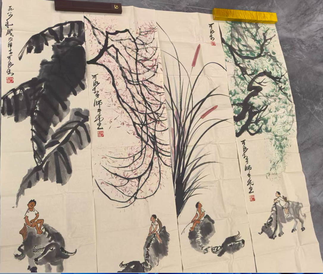 李可染《牧牛图》四条屏-嘉城艺术交易平台