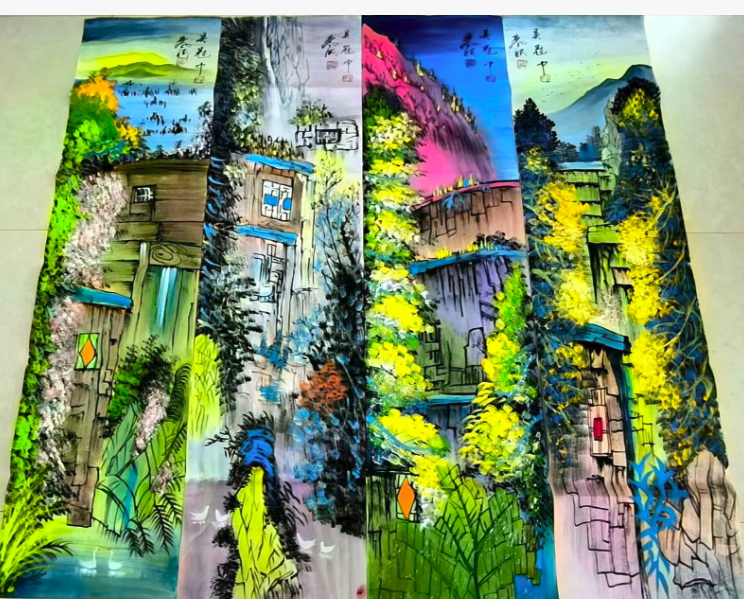 吴冠中《四季江南》四条屏-嘉城艺术交易平台