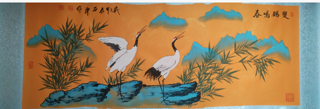 石静《双鹤鸣春》-嘉城艺术交易平台