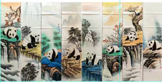 吴冠中《熊猫图》八条屏-嘉城艺术交易平台
