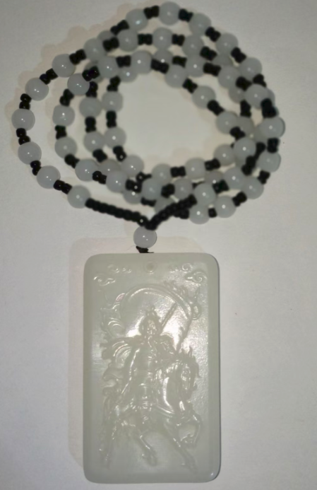 和田羊脂白玉《关公吊牌》-嘉城艺术交易平台