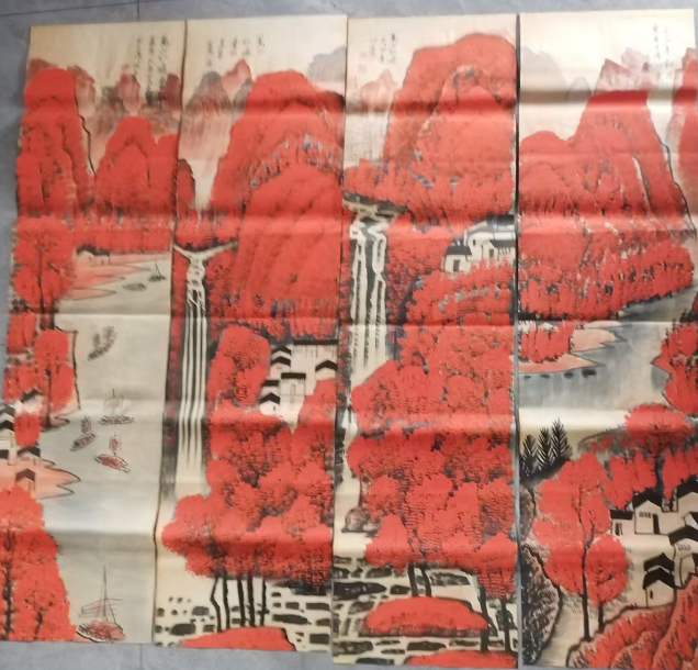 李可染《万山红遍》八条屏