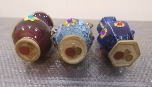 官窑《珐琅彩嵌宝花口瓶》一组*3