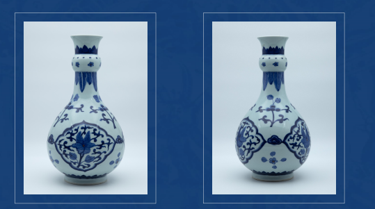 青花缠枝花卉蒜头瓶-嘉城艺术交易平台