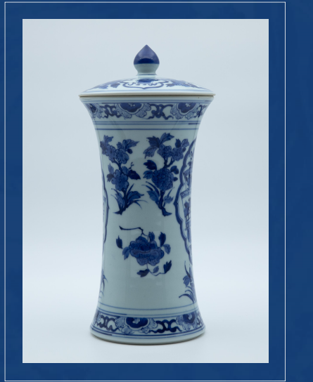 青花花卉束腰盖瓶-嘉城艺术交易平台