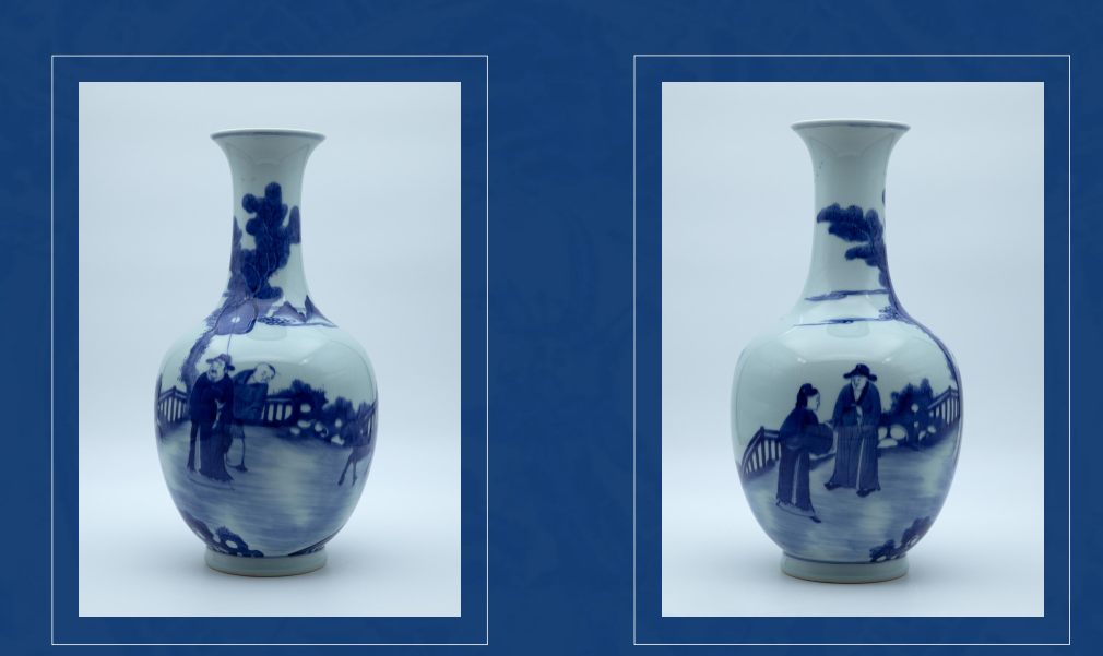 青花通景人物撇口瓶-嘉城艺术交易平台