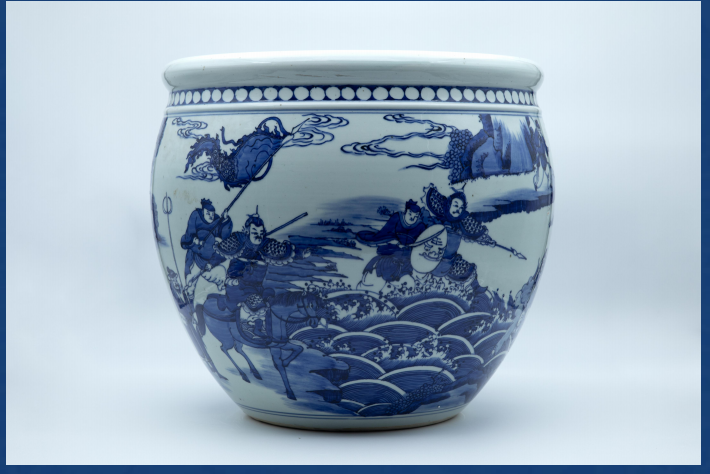 青花刀马人物罐-嘉城艺术交易平台