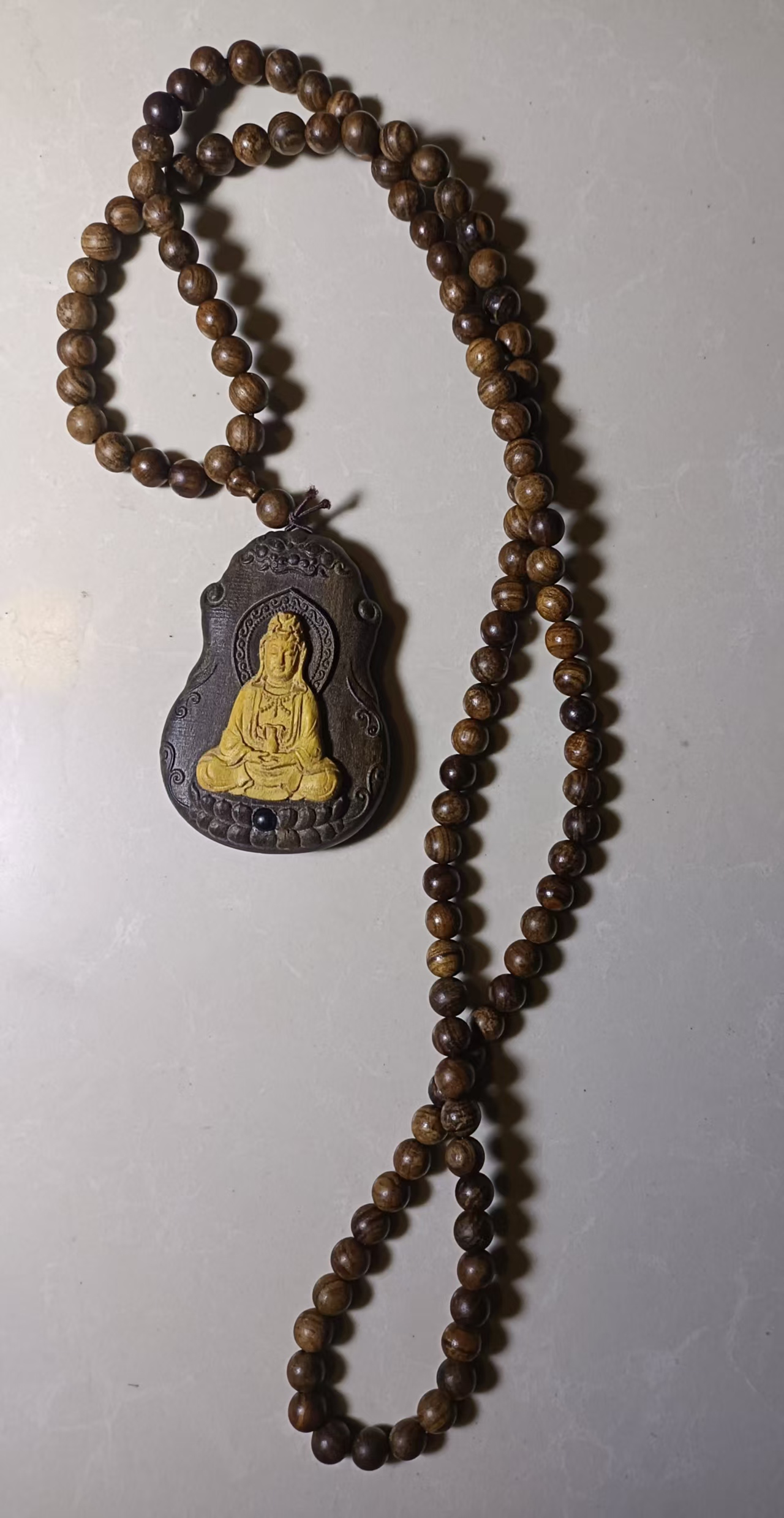 虎皮沉镶嵌黄杨木《净瓶观音》-嘉城艺术交易平台