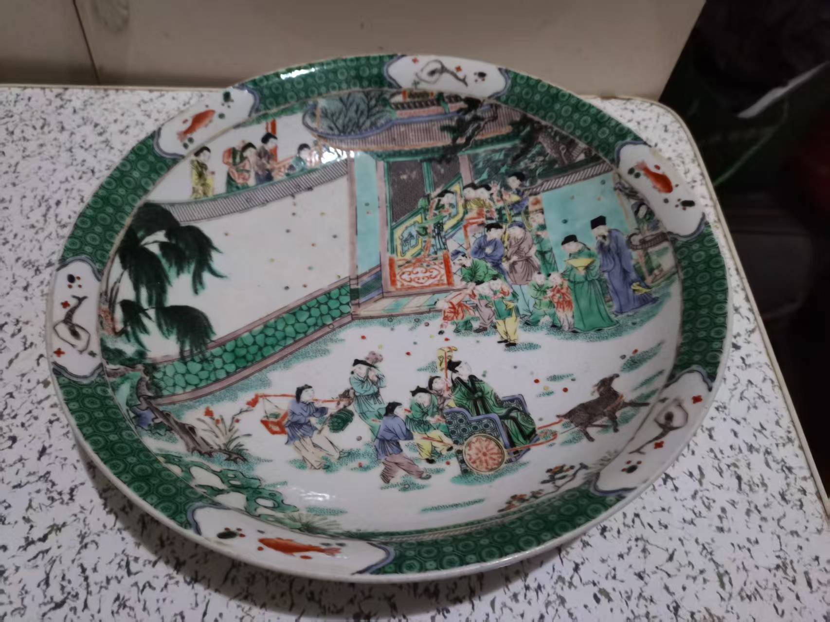 康熙年制《五彩潘安出游图大赏盘》-嘉城艺术交易平台