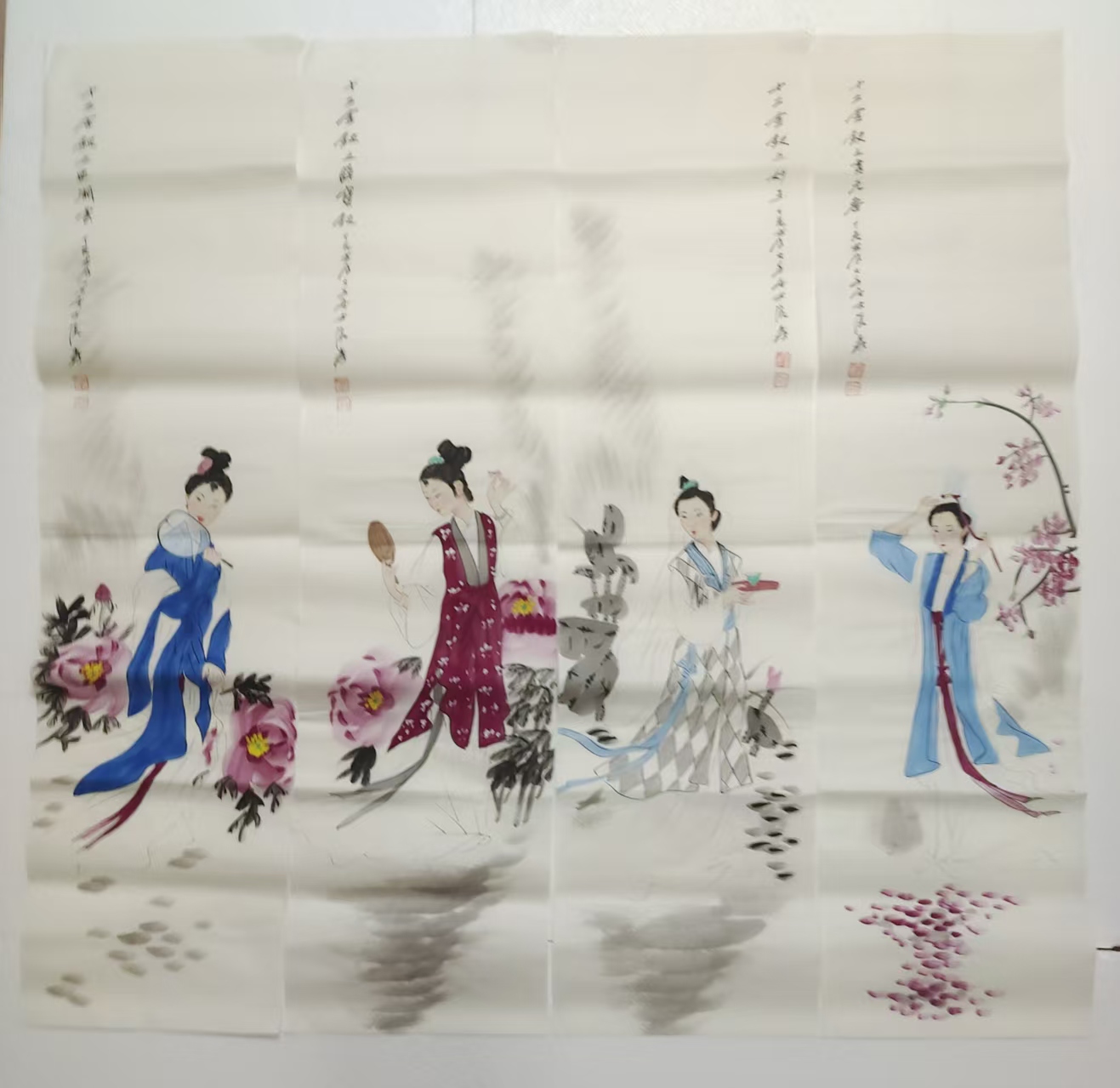 张大千《十二钗》十二条屏