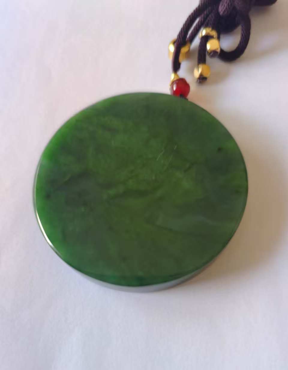 和田玉(碧玉）《平安无事圆牌》