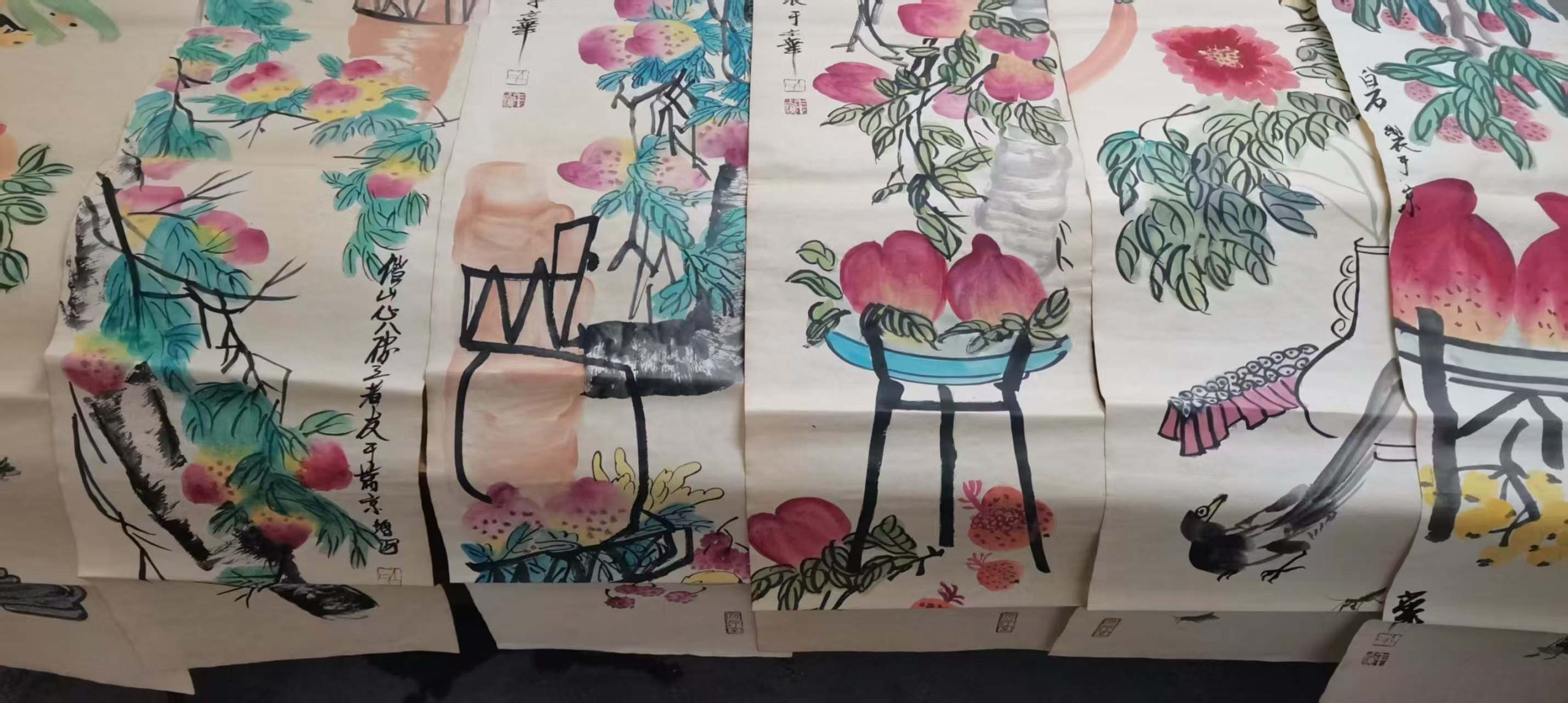 齐白石《多福多寿图》十二条屏-嘉城艺术交易平台