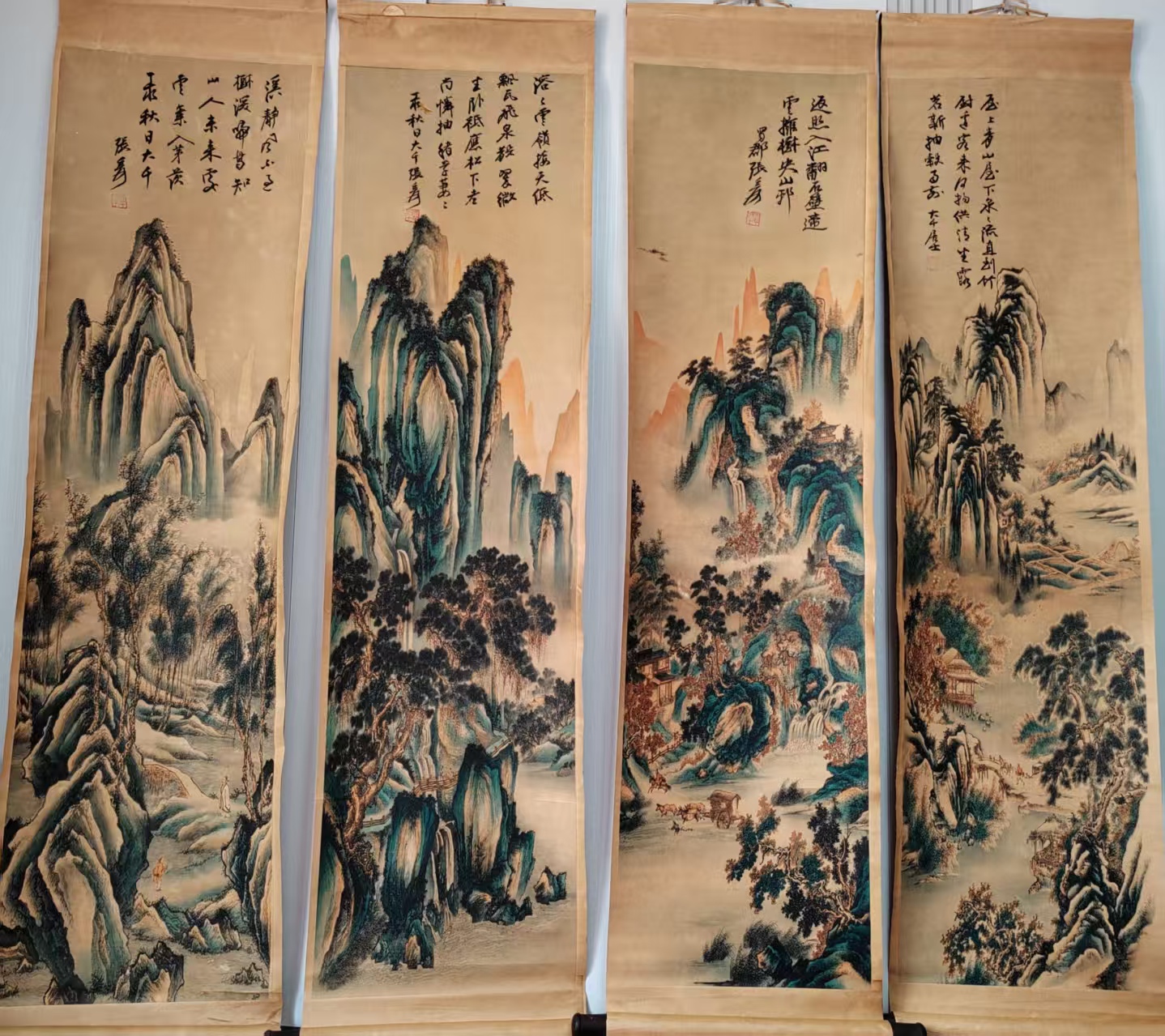 张大千《山水图》四条屏-嘉城艺术交易平台