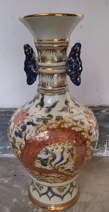 大元《矾红描金龙纹双耳瓶》-嘉城艺术交易平台